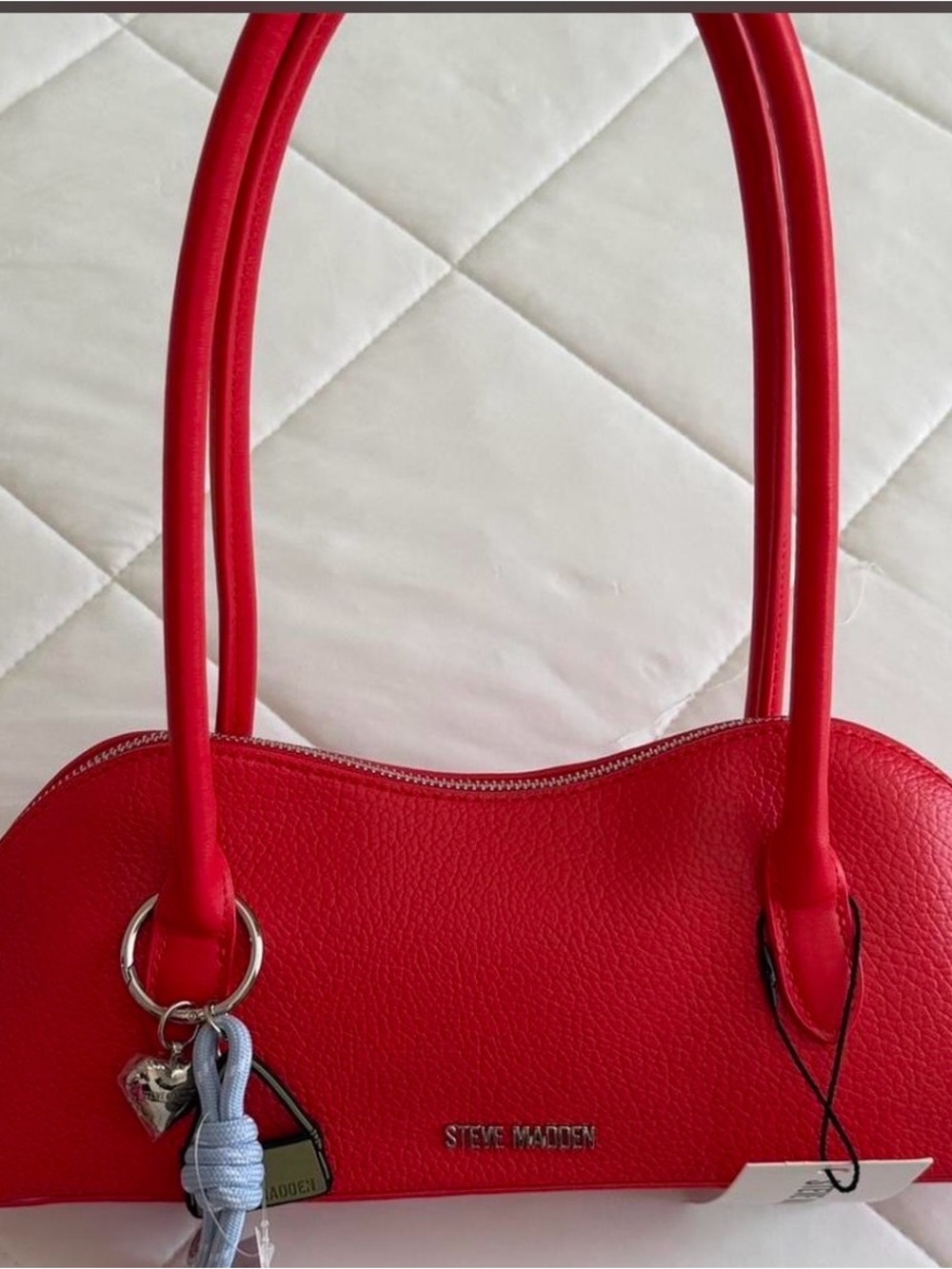 Steve Madden Red Dome Shoulder Bag with Heart Charm